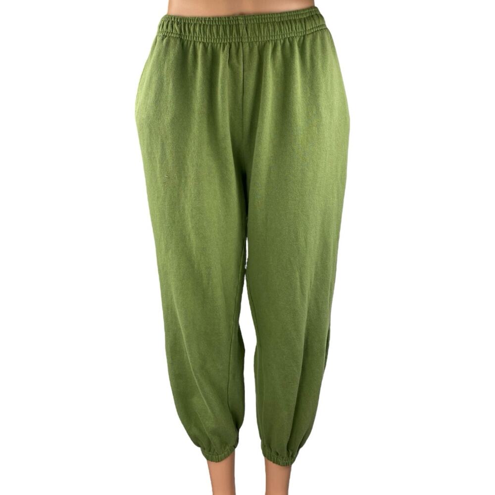 WeWoreWhat Women's Green High Waisted Cropped Tapered Jogger Sweat Pants Size S